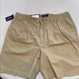 Tan Flat Front Shorts with Classic Style